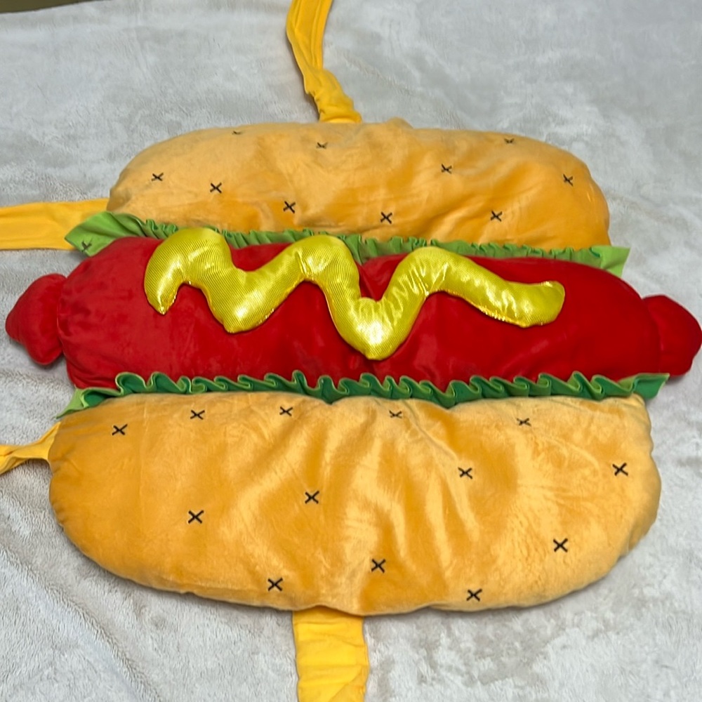 Hot dog - dog costume. Our dog tried this on, but also did not wear it Halloween